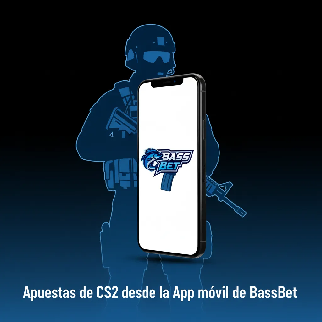 App móvil de BassBet mostrando apuestas en vivo de CS2, cuotas actualizadas y alertas de notificaciones.