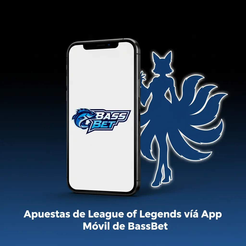 Smartphone con la app BassBet mostrando apuestas de LoL en vivo: G2 vs Fnatic, mercados Ganador, Primera Sangre y Cash Out.
