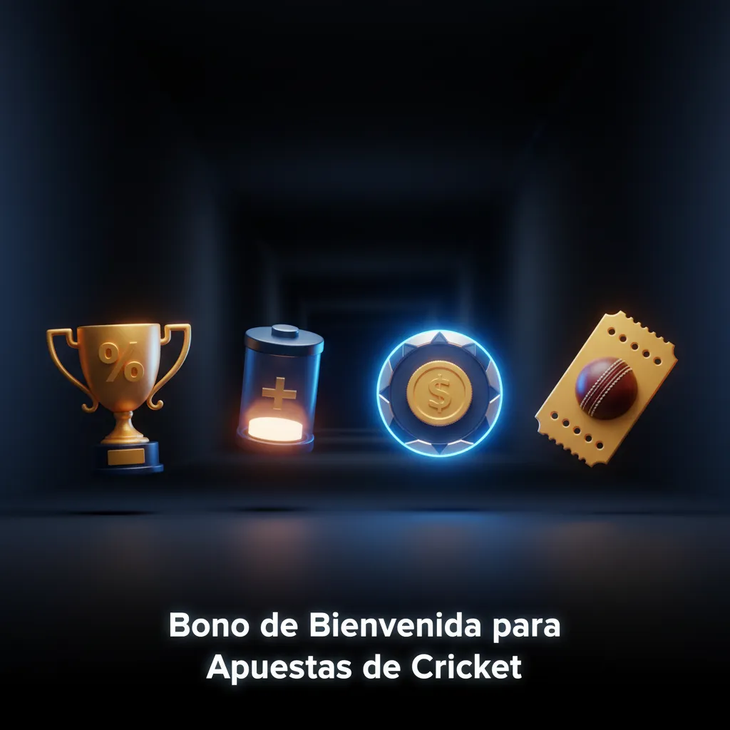 Banner de bono de bienvenida para apuestas de cricket: 50% hasta 700 € + 50 giros gratis. Código CRICKET50. España