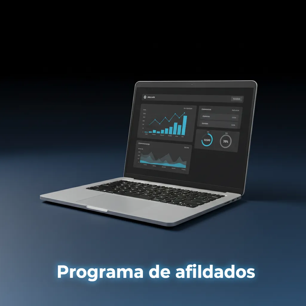 Ilustración del programa de afiliados: referidos cualificados, comisiones escalonadas y panel de reportes.