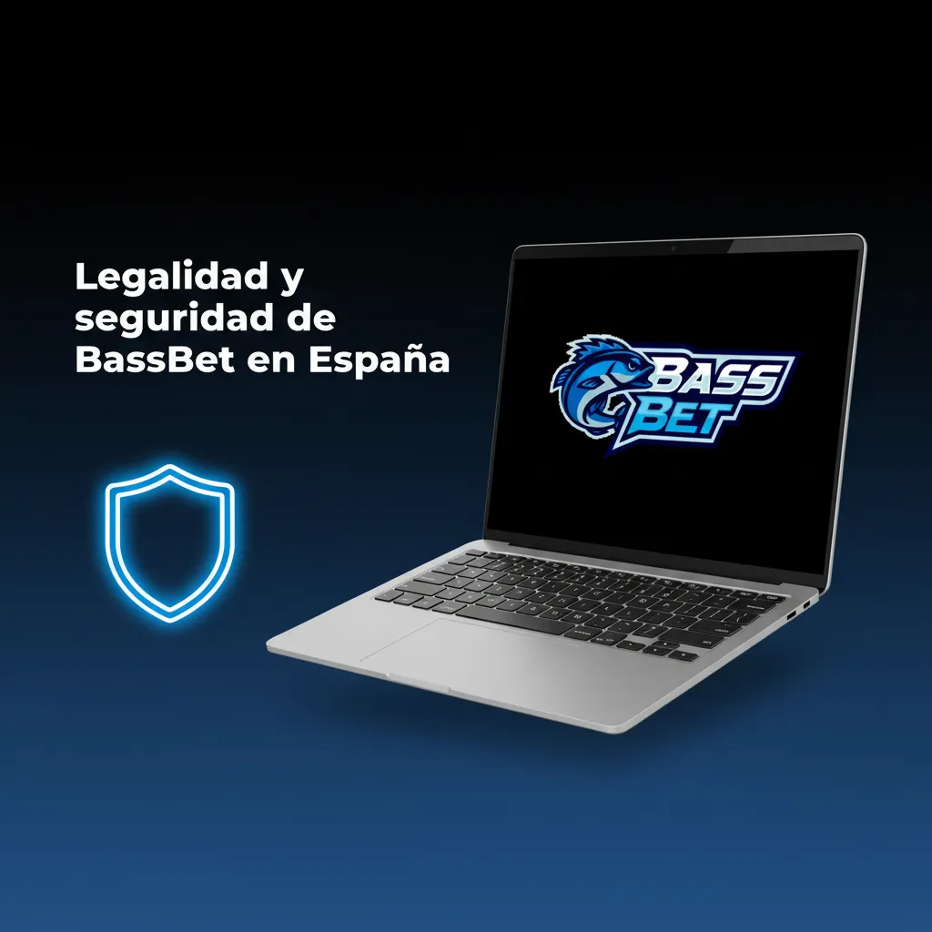 Legalidad y seguridad de BassBet en España: escudo, candado, bandera, DGOJ, RGPD y juego responsable.