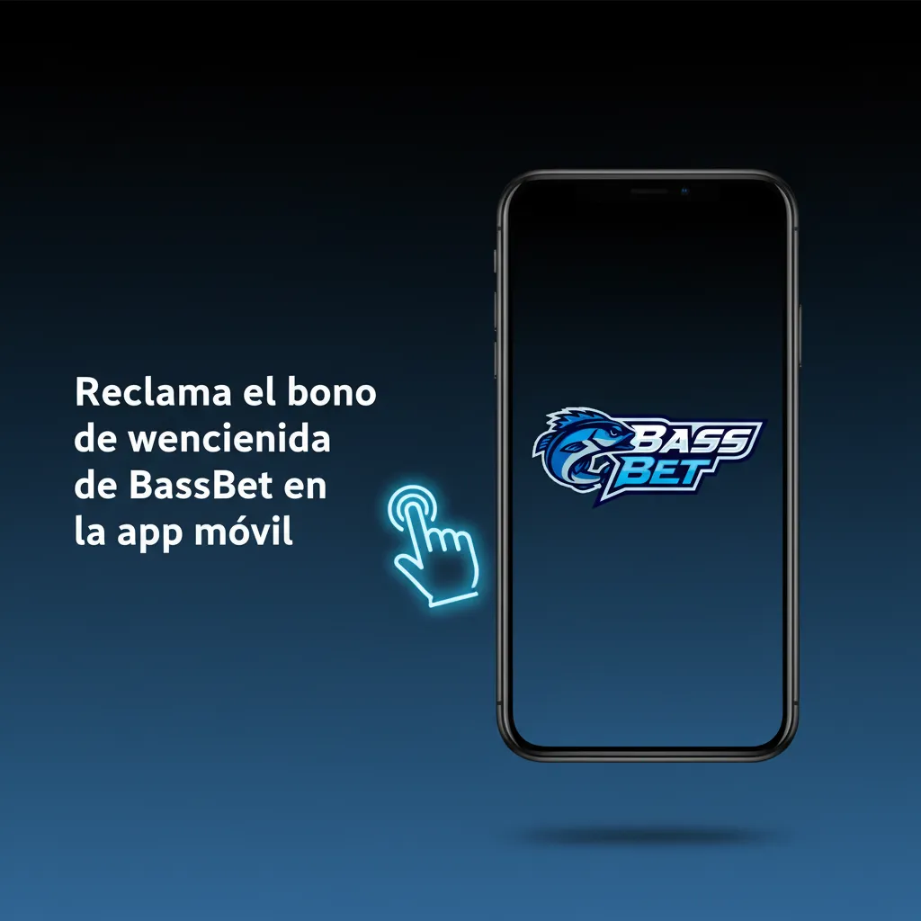 Pantalla de móvil con la app BassBet para reclamar bono de bienvenida: registro, verificación, depósito y Promociones